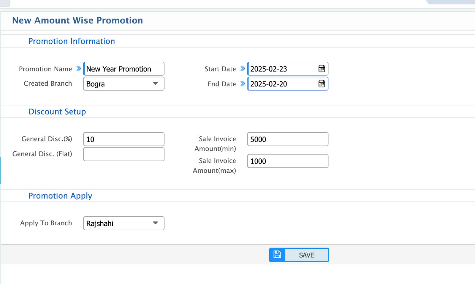 Amount Wise Promotion